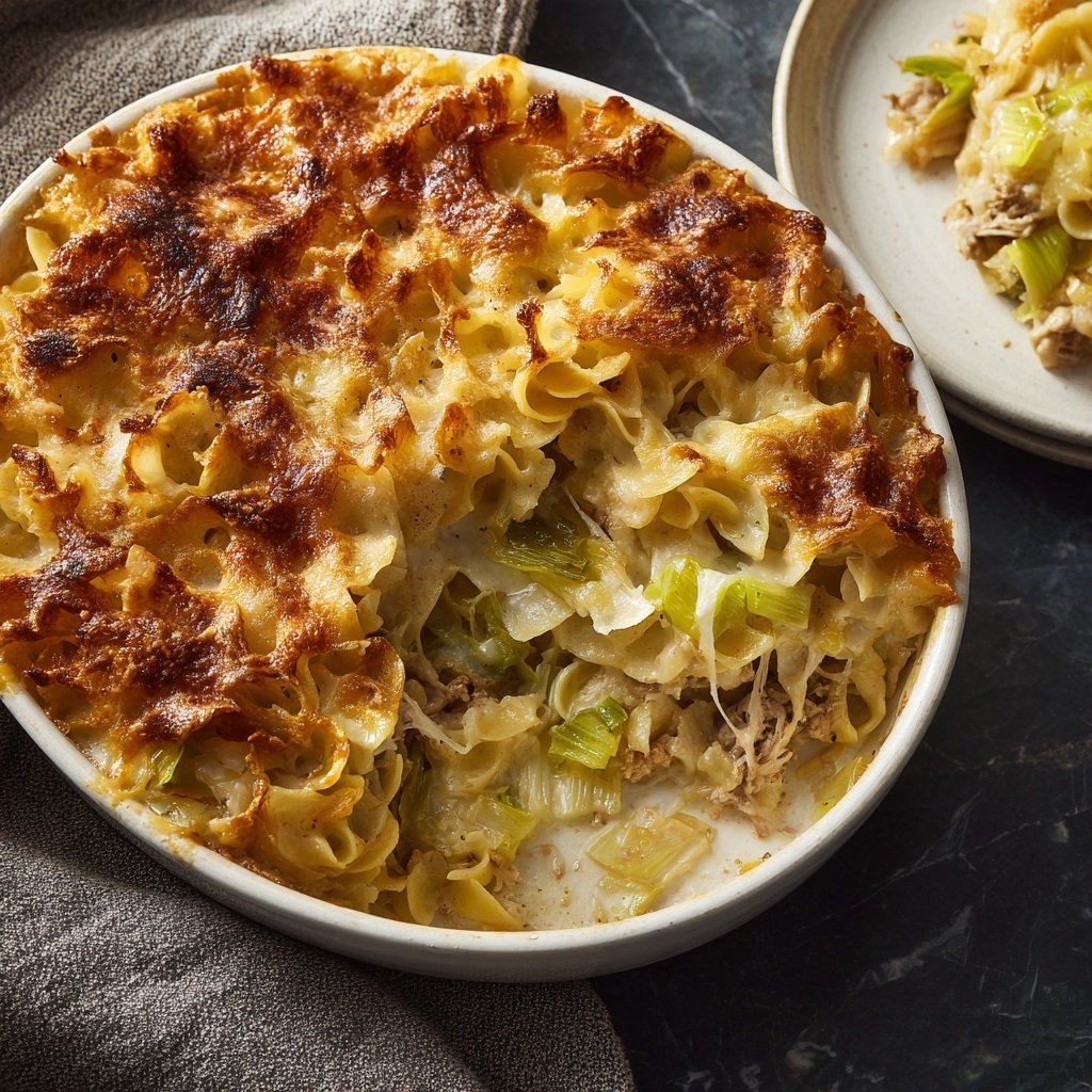 Nudelauflauf mit Lauch