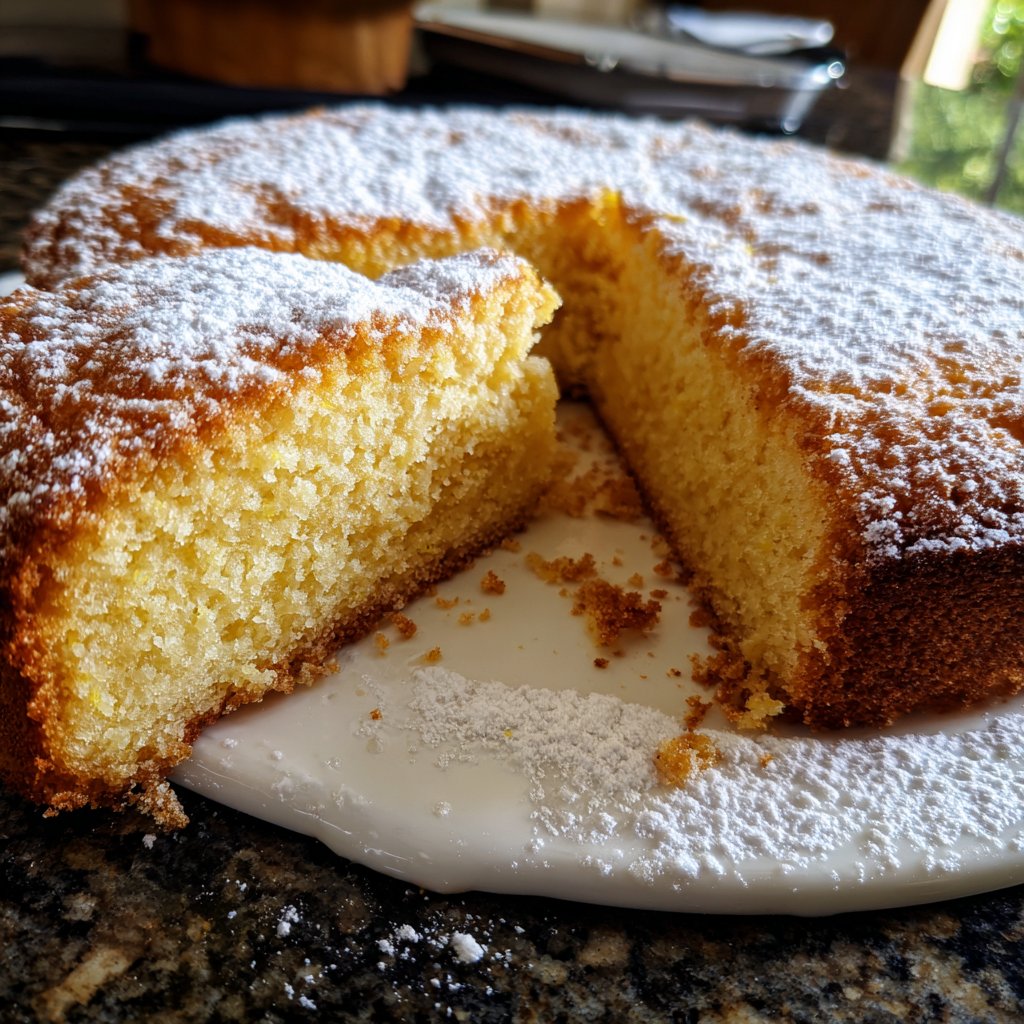 Zitronenkuchen mit Puderzucker