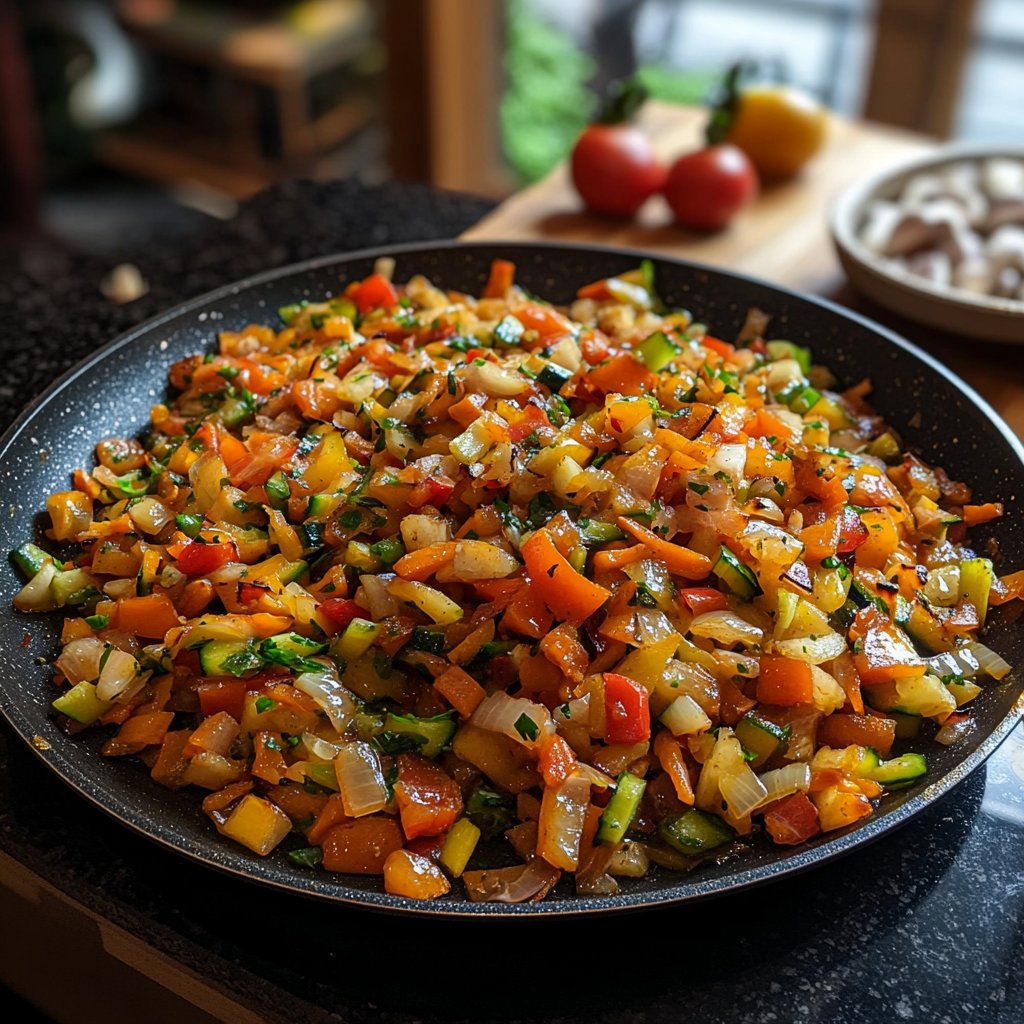 Gemüsepfanne mit Knoblauch
